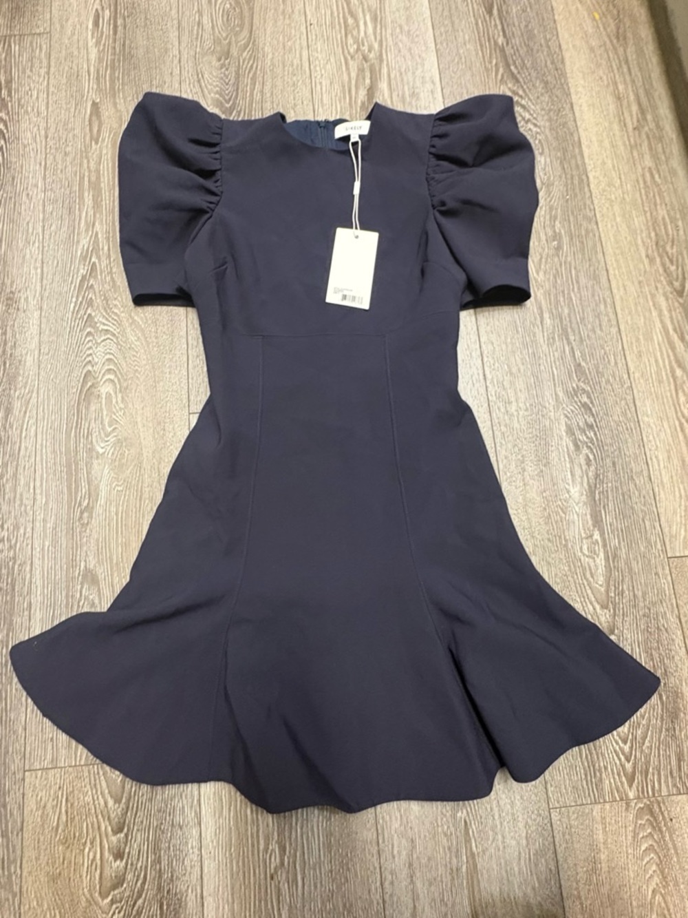 Likely navy Puff-Sleeve Fit & Flare Dress - Picture 7 of 16